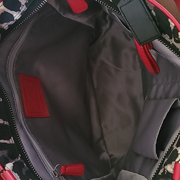 Coach Leopard Print Purse, Red Trim - Picture 3 of 10